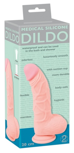 Medical Silicone - Curved Dildo w Balls 20cm 照片