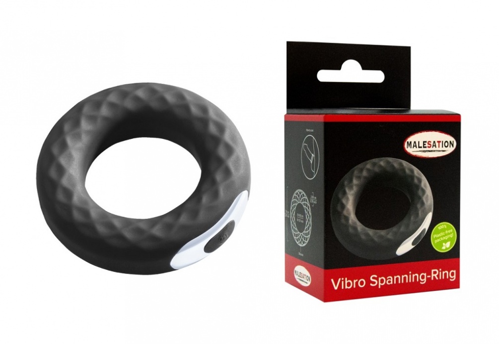 Penis ring, designed to help you achieve a longer-lasting an... Malesation - Vibro Spanning Ring - Black photo-2