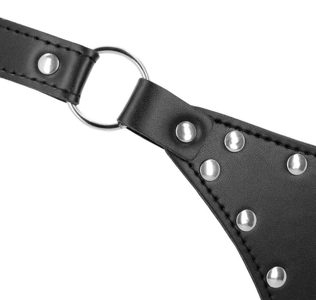 This OUCH! Xtreme PU Leather Chastity Thong with Chain Detai... Ouch - Xtreme Chastity Thong w Chain - Black photo-5