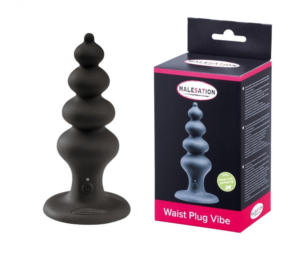 Plug with 12 different vibrating modes, waterproof, recharge... Malesation - Waist Plug Vibe - Black photo-2