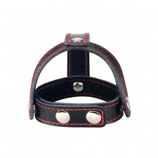 Lovetoy - Bondage Fetish Cock Ring w Ball Divider - Black photo