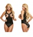 Latex Wear - Premium Latex Peek-A-Boo Teddy With "X" Pasties - Black - SM photo-2