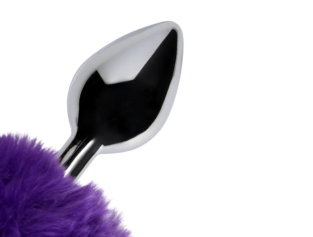 Hopping into a world of fluffy wonder, the Fox Tail Metal Bu... Ouch - Bunny Tail Plug - Purple photo-6