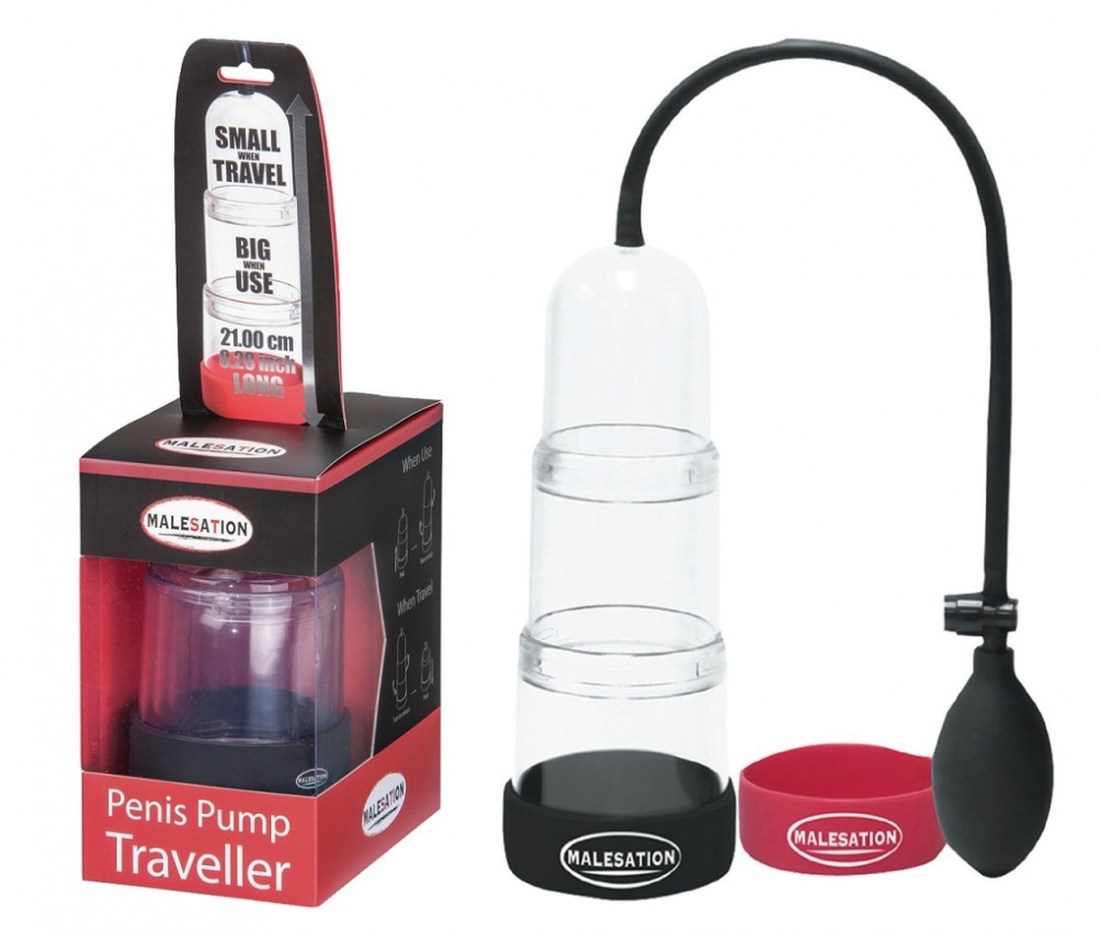 Practical pump that you can take on any trip! Simply turn up... Malesation - Penis Pump Traveller - Black photo-2