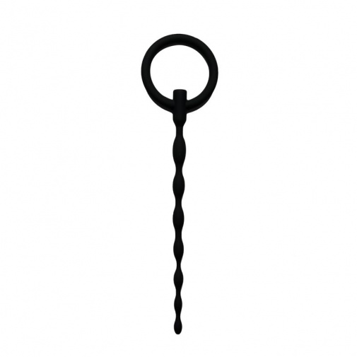 Sinner Gear - Silicone Penis Plug w Pull Ring - Black photo