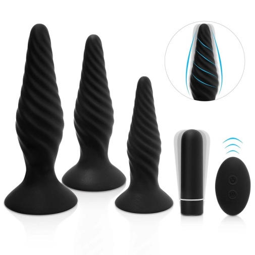 Honey Play Box - Idris Vibro Anal Plugs Set - Black photo