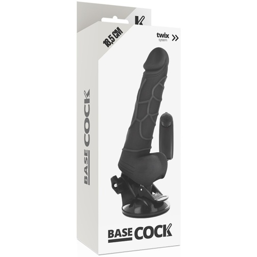 Basecock - 震動仿真假陽具 連陰囊 18.5cm - 黑色 照片