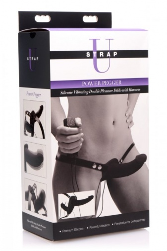 Strap U - Power Pegger Vibro Double Strap-On - Black photo