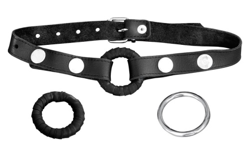 XX-Dreamstoys - Leather O-Ring Gag - Black photo