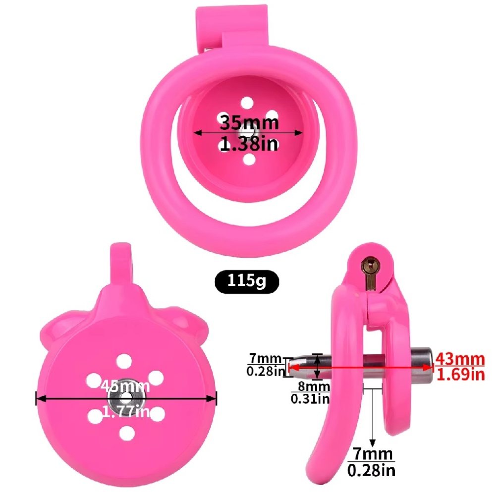 Material: Resin
Cage inner diameter: 35mm ... FAAK - Resin Chastity Cage 45mm w Catheter - Pink photo-9
