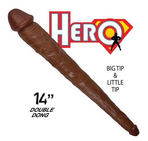 Nasstoys - Hero 14" 雙頭柔軟仿真假陽具 - 啡色 照片