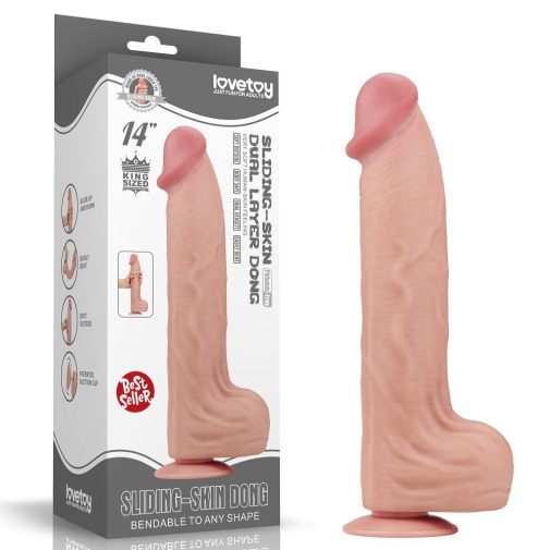 Lovetoy - 14" Sliding Skin Dildo - Flesh 照片