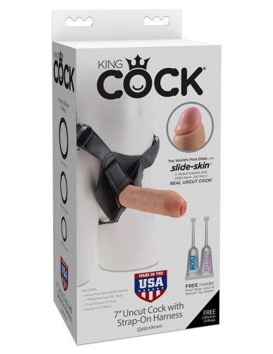 King Cock - Harness 包皮型穿戴式仿真假陽具 7'' - 肉色 照片