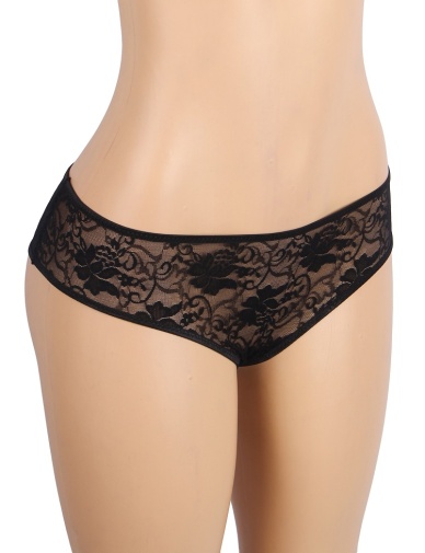 Ohyeah - Lace Crotchless Panty - Black - 2XL photo