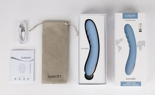 SVAKOM - Ava Neo Interactive Thrusting Vibrator - Cornflower Blue photo