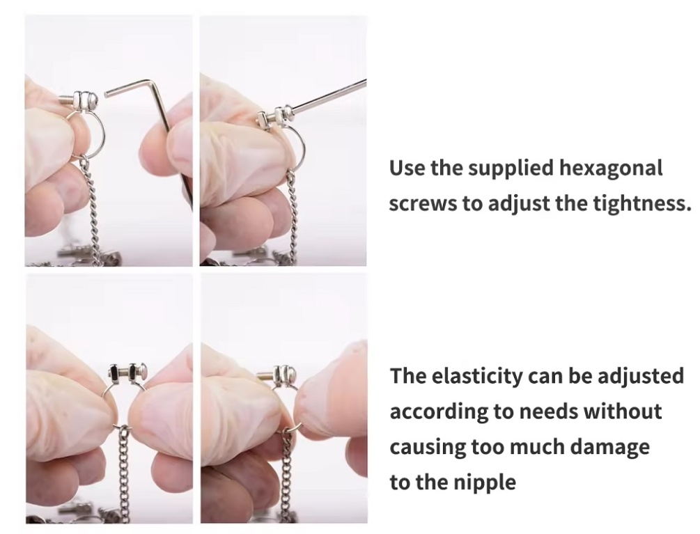 Material: 304 Stainless steel
Total length: 74mm  ... FAAK - Adjustable Metal Nipple Clamps S photo-2