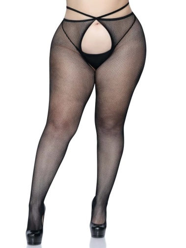 Leg Avenue - Olivia Crotchless Pantyhose - Black - Plus Size photo