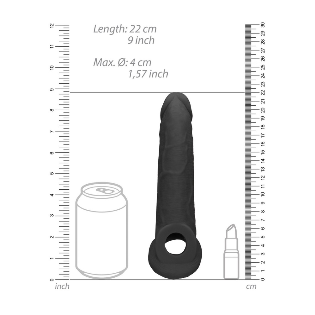 Be the bigger, better deal. The super-lifelike shapes, textu... RealRock - Penis Sleeve 9" - Black photo-9