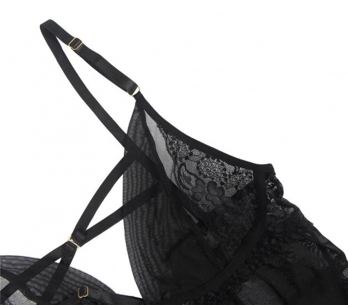 Ohyeah - Elegant Babydoll w Neck Ring - Black - XL photo
