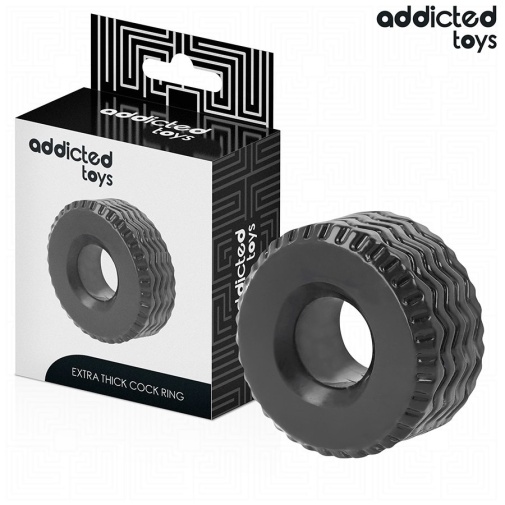 Addicted Toys - 特厚輪胎造型陰莖環 - 黑色 照片
