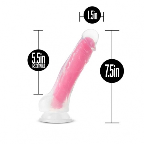 Neo Elite - Glow in the Dark Paradise Dildo 19cm - Neon Pink photo