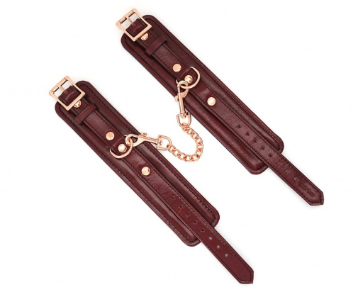 Liebe Seele - Leather Handcuffs - Wine Red photo
