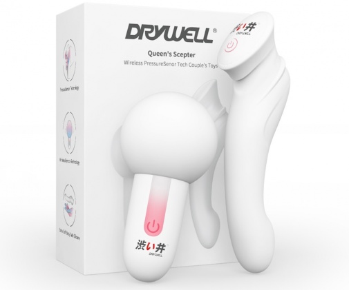 Drywell - 女王权杖 情侣震动器 - 白色 照片