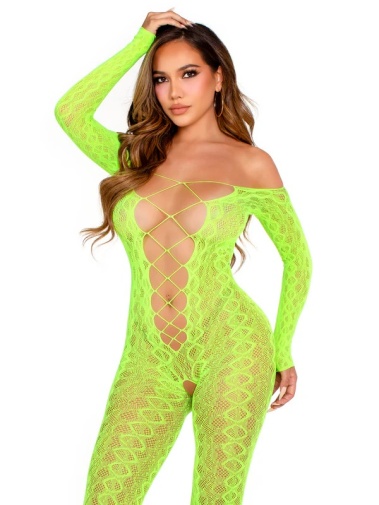 Leg Avenue - Flawless Vibes Python Bodystocking - Neon Green photo