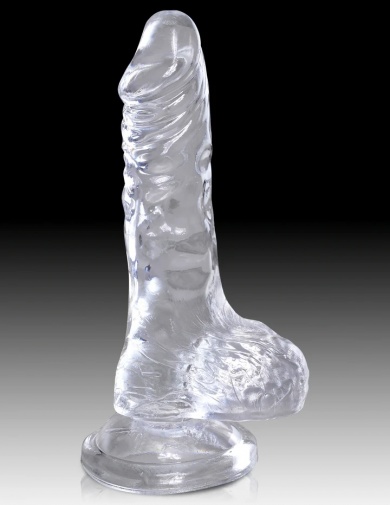 King Cock - 4" 仿真假阳具连睾丸 - 透明 照片