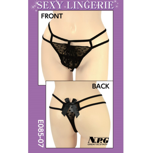 NPG - E085 Premium Sexy Thong w Bow - Black photo