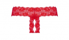 Underneath - Kyra Crotchless Thong - Red - L/XL photo