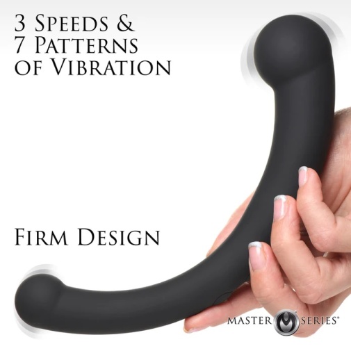Master Series - Vibra-Crescent Double Dildo - Black photo