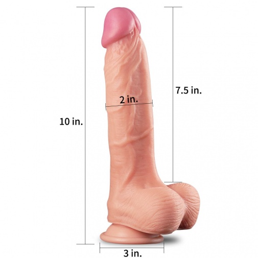 Lovetoy - 10" 雙層皮膚矽膠製仿真陽具 - 肉色 照片