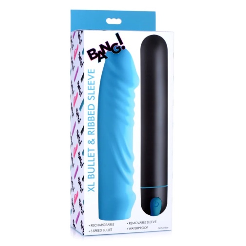 Bang! - 罗纹袖形子弹震动器 加大码 - 蓝色 照片
