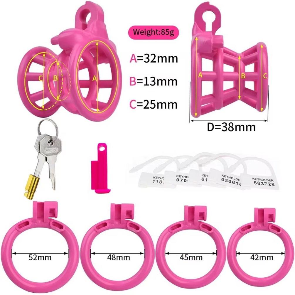 Material: 3D print resin
Size:
A Circular inside diameter: 3... FAAK - Resin Chastity Cage 217 - Pink photo-7