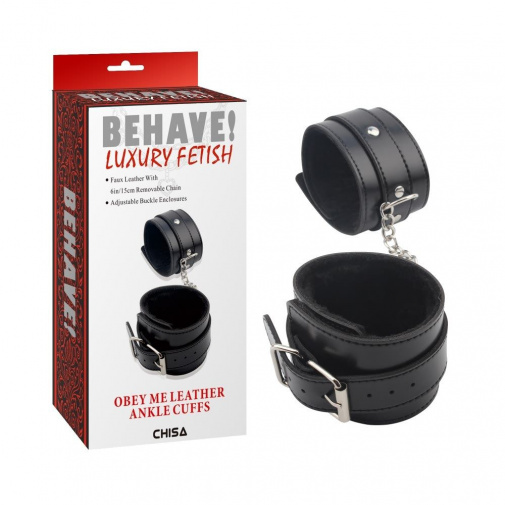 Chisa - Obey Me Leather Ankle Cuffs - Black photo