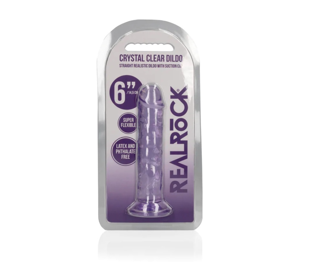 Ready for a CRYSTAL CLEAR orgasm? Reach your finest climax i... RealRock - 6" Straight Realistic Dildo - Purple photo-8
