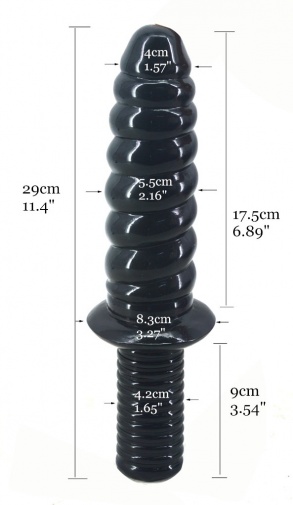 FAAK - Spiral Anal Plug w Handle - Black photo