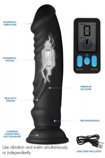 Zeus Electrosex - E-Stim Pro 5X 遥控电击震动仿真阳具 - 黑色 照片