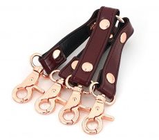 Liebe Seele - 4-Way Leather Hogtie w Clips - Wine Red photo