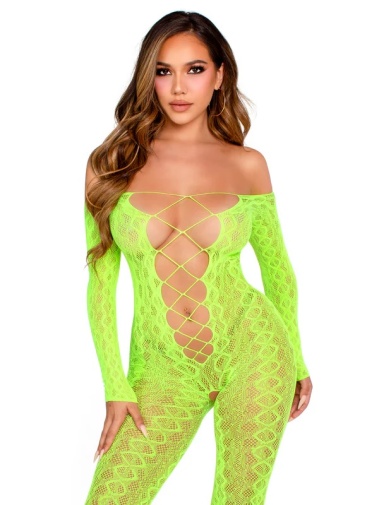 Leg Avenue - Flawless Vibes Python Bodystocking - Neon Green photo