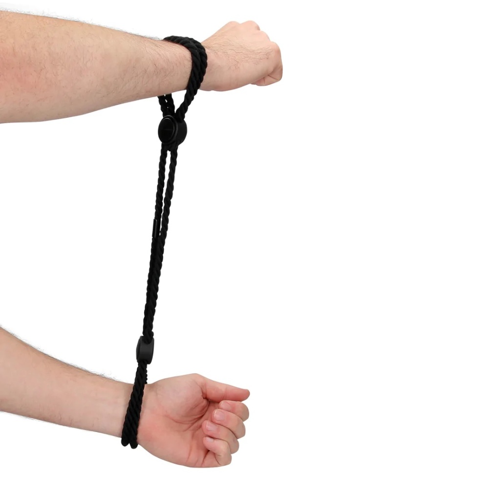 These Adjustable Rope Hand Cuffs are an absolute must-have i... Ouch - Adjustable Rope Hand Cuffs - Black photo-2