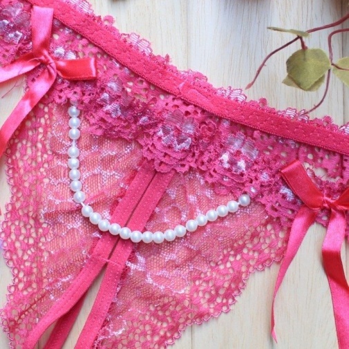 SB - Thong w Pearls T56 - Rose Red 照片
