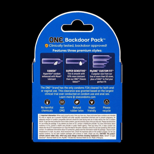 One Condoms - Backdoor Condoms 3's Pack photo