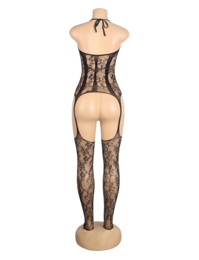 Ohyeah - Sexy Jacquard Bodystocking - Black photo