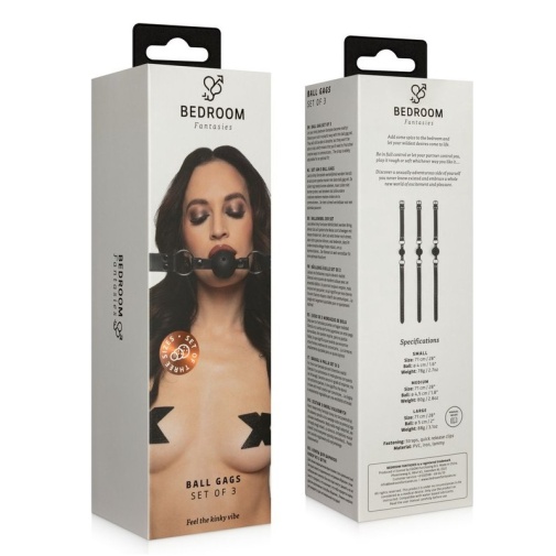 Discover the ultimate control and submission with this set o... Bedroom Fantasies - Ball Gags 3 pcs - Black photo