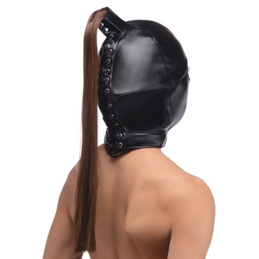 Strict - Ponytail Bondage Hood - Brown photo