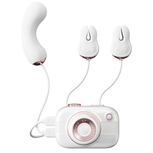 SVAKOM - Miss Alberta Camera APP Suction Massager w Nipple Clips - White photo
