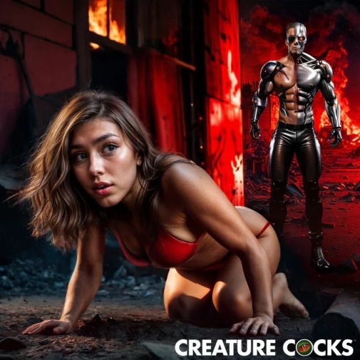 Creature Cocks - 生化人抽插式震动假阳具 - 银色 照片