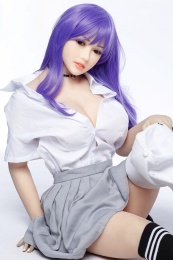 Rosalie Asian Curvy Realistic Sex Doll, Purple Hair, Ultra Soft TPE 158 cm (5’2 ft) photo